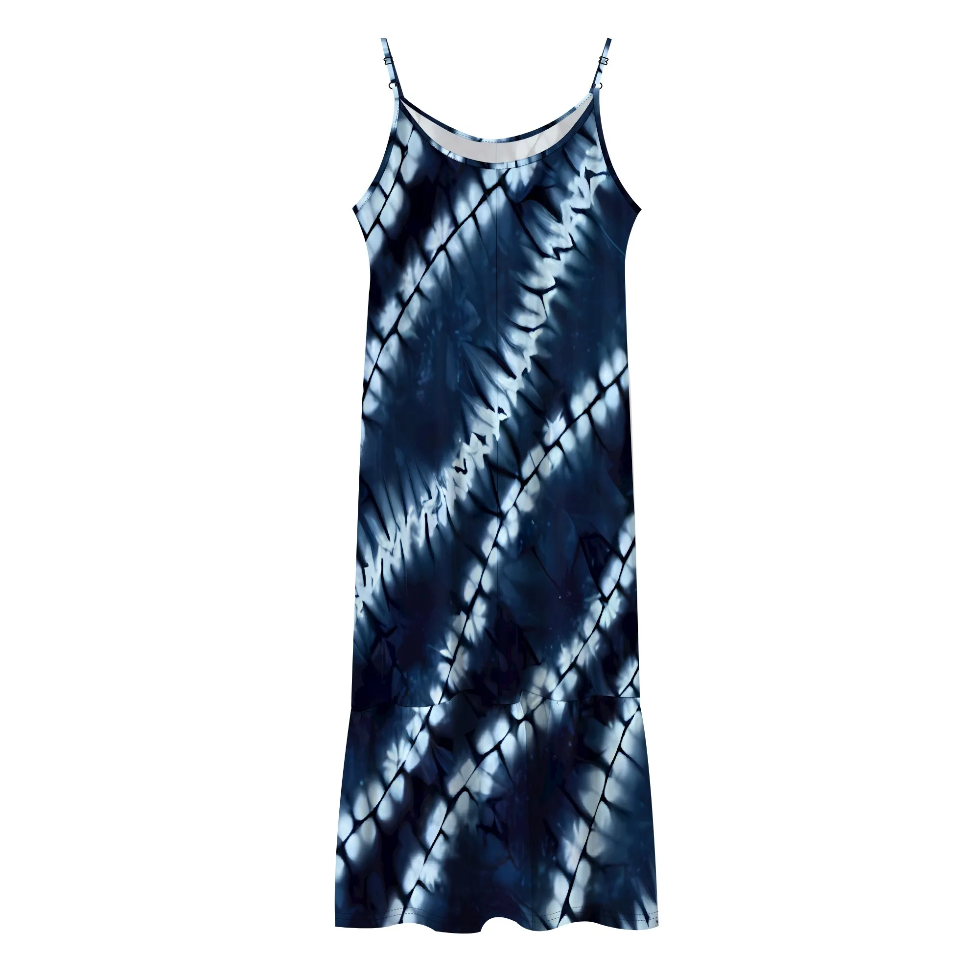 Vestido Nupusa Tie Dye Print para mulheres verão casual alça espaguete vestido midi em camadas