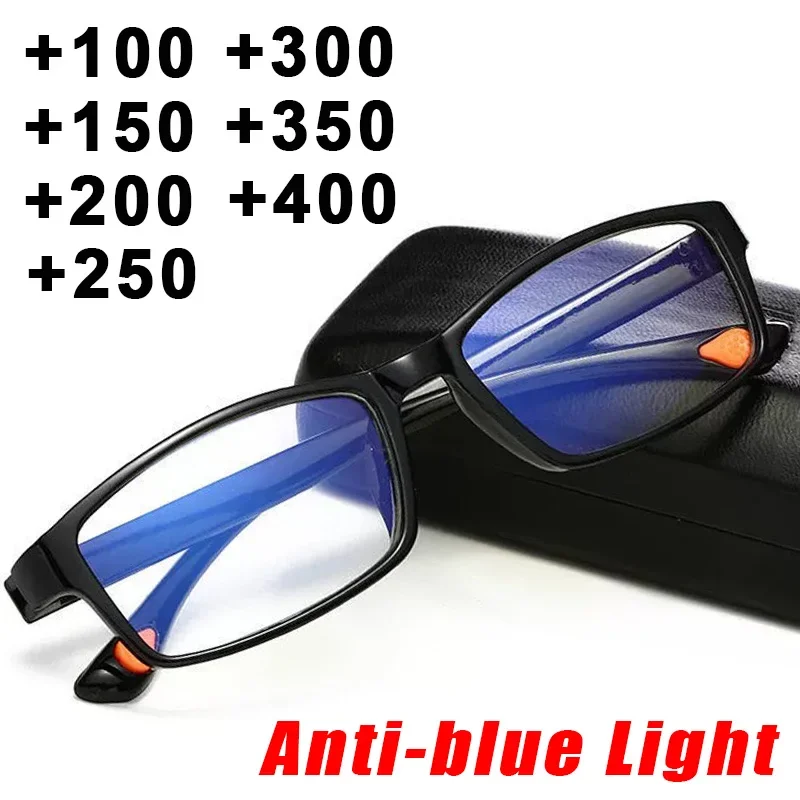 Reading Glasses for Men Women light Anti-blue Light Reading Eyewear Black TR90 Frame Blue Light Blocking Presbyopia Eyeglasses