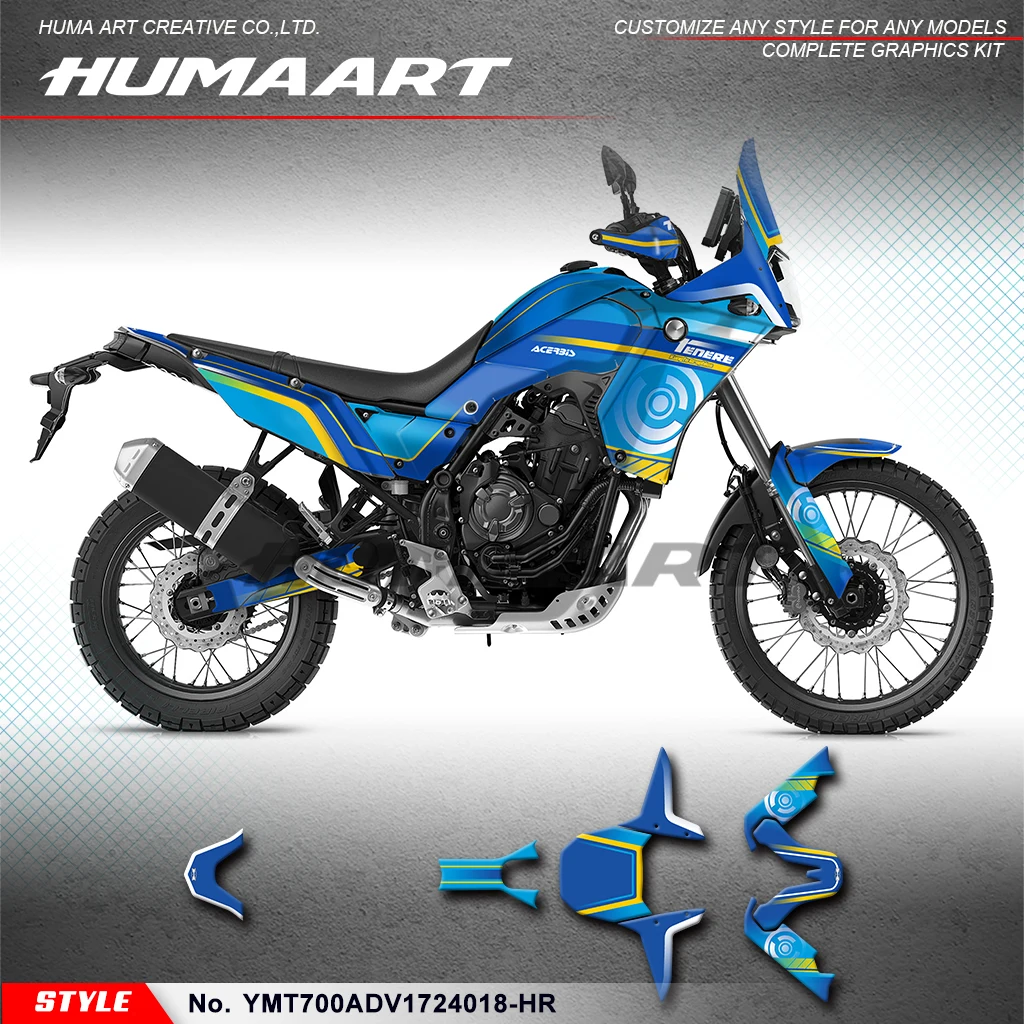 

HUMAART Racing Sticker Adhesive Decals for Yamaha Ténéré 700 Tenere 700 T700 T7 2017-2024, Decorative, YMT700ADV1724018-HR