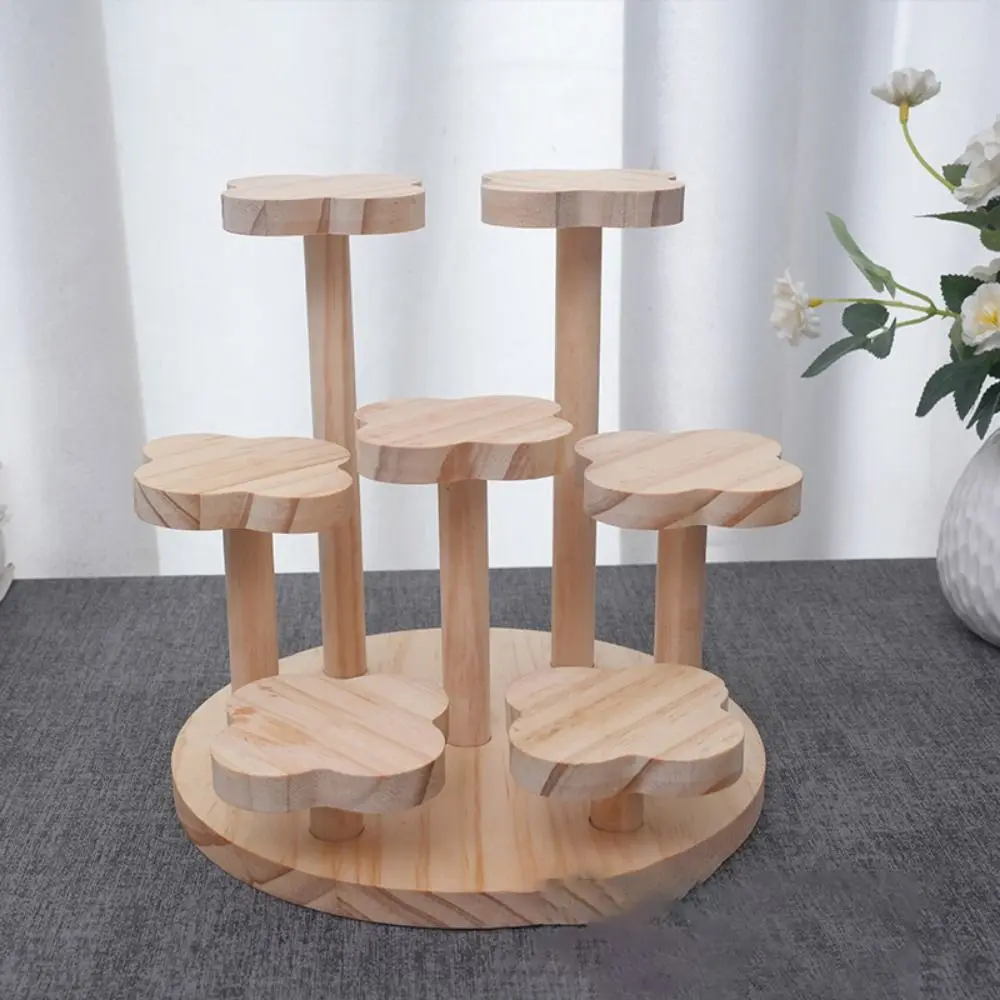 Multifunctional Multi Tier Wooden Storage Shelf Decorative Space Saving Desktop Display Stand Non-toxic Storage Rack Table