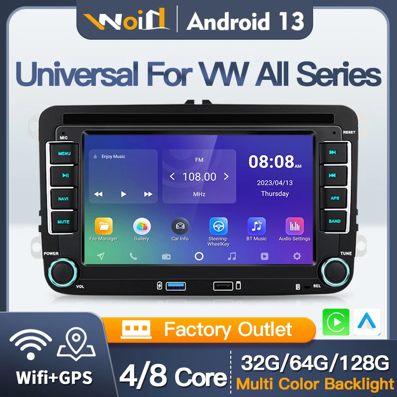 

For Volkswagen VW Passat B6 B7 CC Tiguan Touran GOLF POLO Carplay Car Multimedia GPS 2din Autoradio Player Android13 Auto Radio