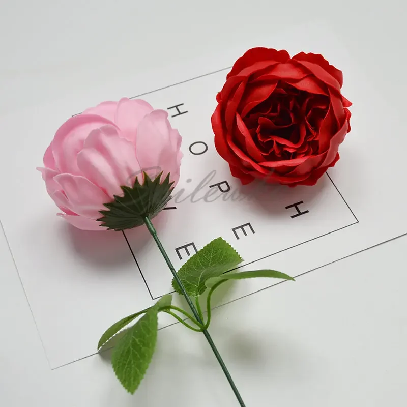 Spilewk 9 سنتيمتر الفاوانيا الكبيرة الورود الاصطناعية زهرة رؤساء عيد الحب لتقوم بها بنفسك هدية صندوق الزفاف باقة الزهور X'mas ديكور المنزل 16 لكل