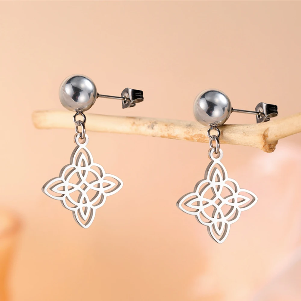 My Shape Witches Knot Earrings Stainless Steel Stud Earrings for Women Witchcraft Drop Earrings Jewelry Celtic Irish Knot Amulet