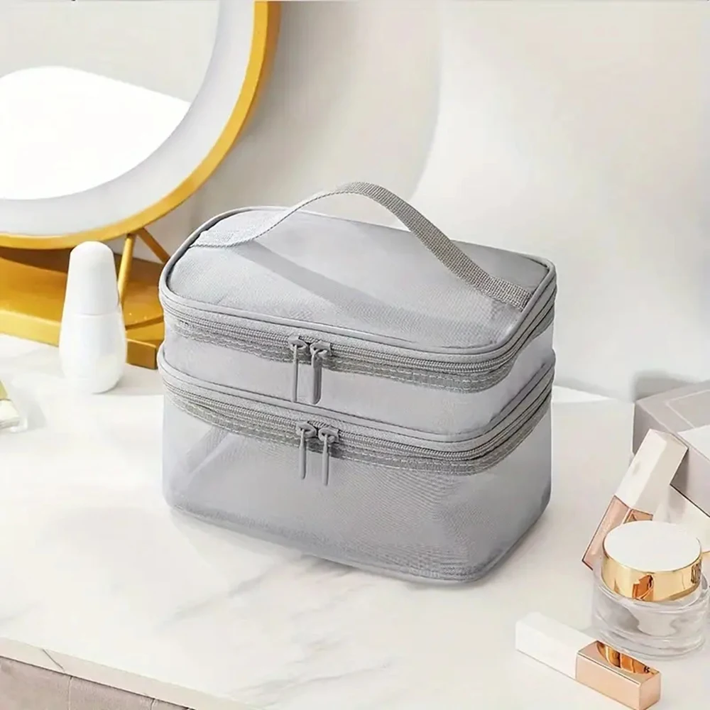 1/2/3 Layers Portable Mesh Travel Lightweight Cosmetic Storage Bags Large Capacity Toiletry Bag for Home Hotel Makeup