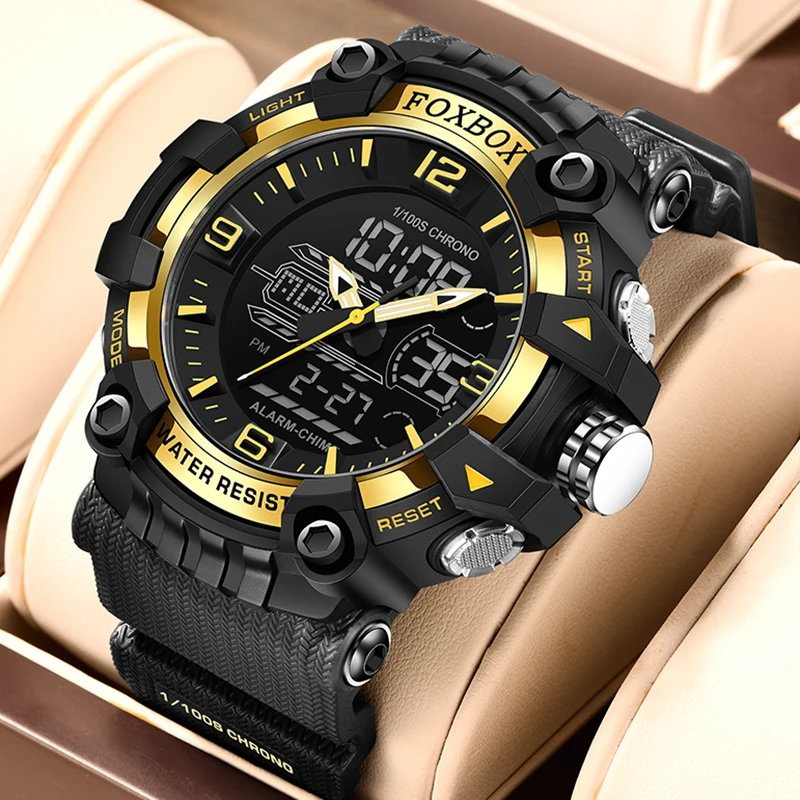 

LIGE Men Sports Watches Dual Display Analog Digital LED Electronic Quartz Wristwatches Waterproof Military Watch Montre Homme