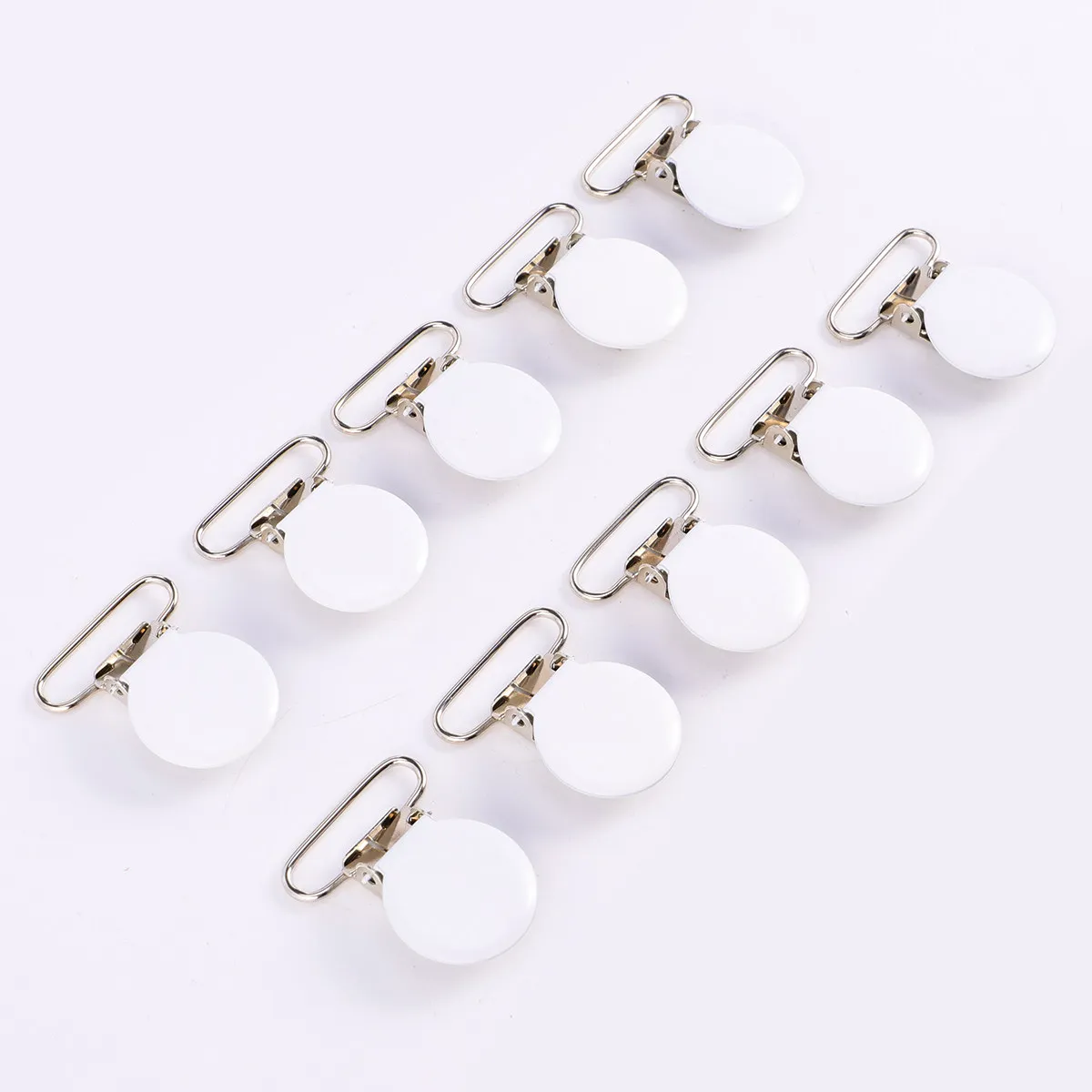 10Pcs Premium Iron Pacifier Suspender Clips Corrosion Resistant Smooth Surface Round Fashionable Clips for Bibs Hat Mitten Craft