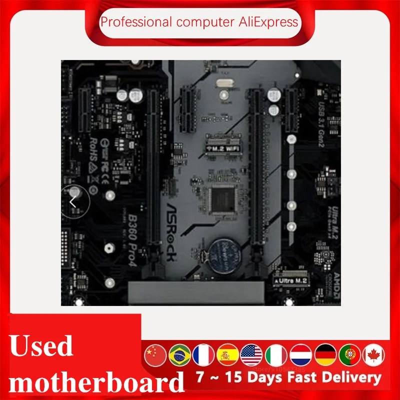 Imagem -06 - para Asrock B360 Pro4 Usado Original Desktop Intel B360 B360m Ddr4 Motherboard Lga 1151 i7 i5 i3 Usb3.0 Sata3