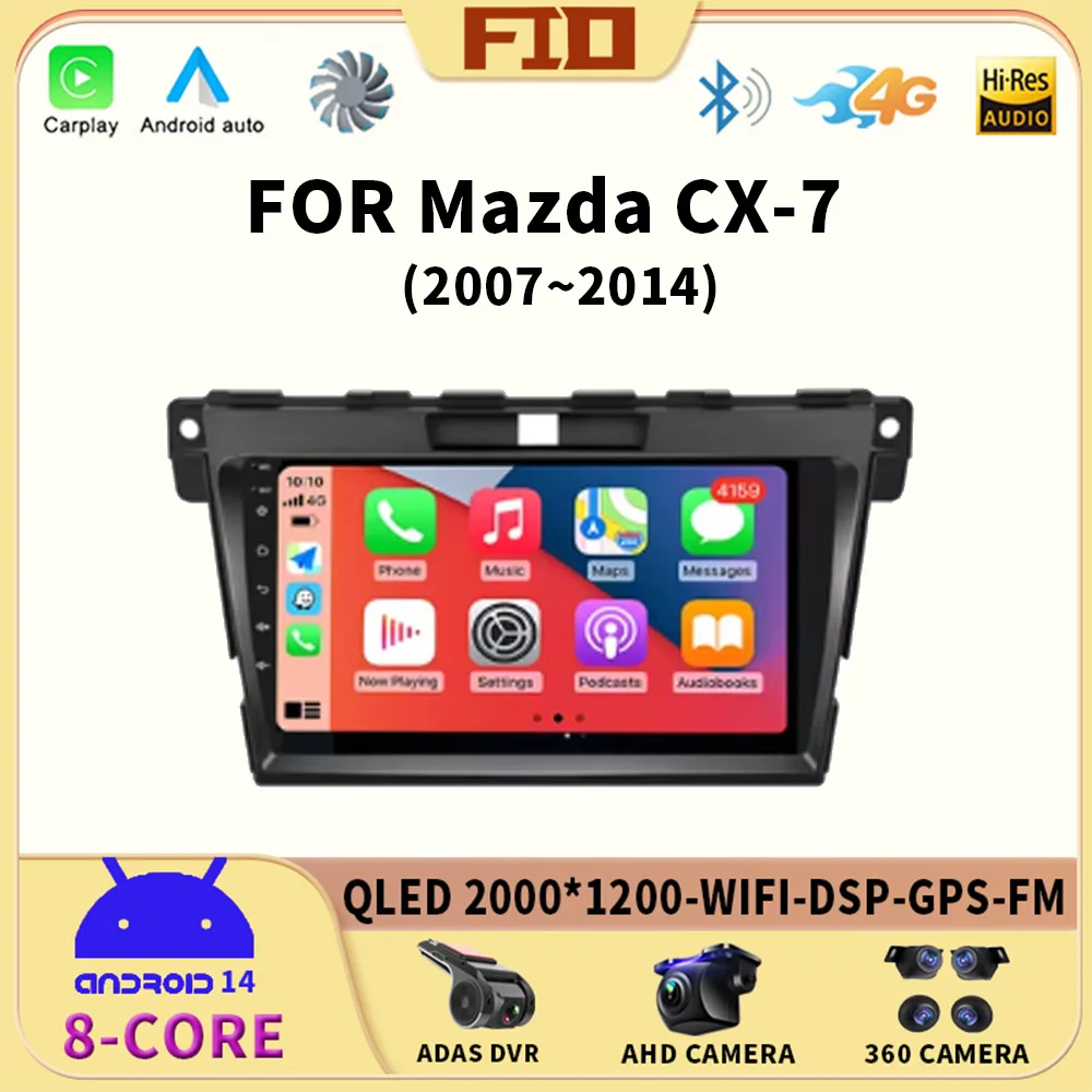 

Android 14 DSP Car 2DIN GPS Navigation Radio Multimedia Video Player QLED For 2007 2008 2009 2010 2011-2014 MAZDA CX-7 cx7 cx 7