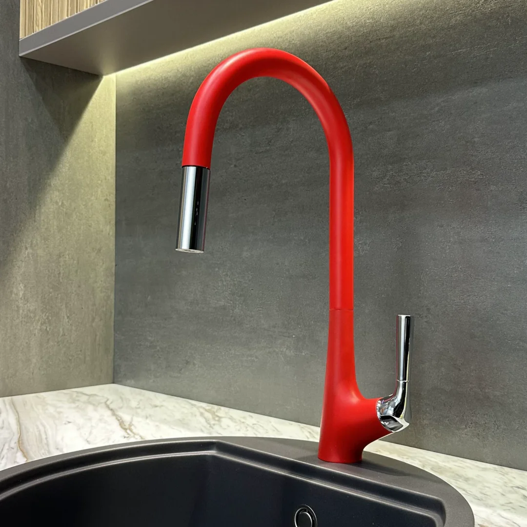 

Brushed Gold Pull Out Kitchen Faucet Brass Gray Sink Faucet Mixer Tap rotation torneira cozinha mixer taps Grey Kitchen Tap