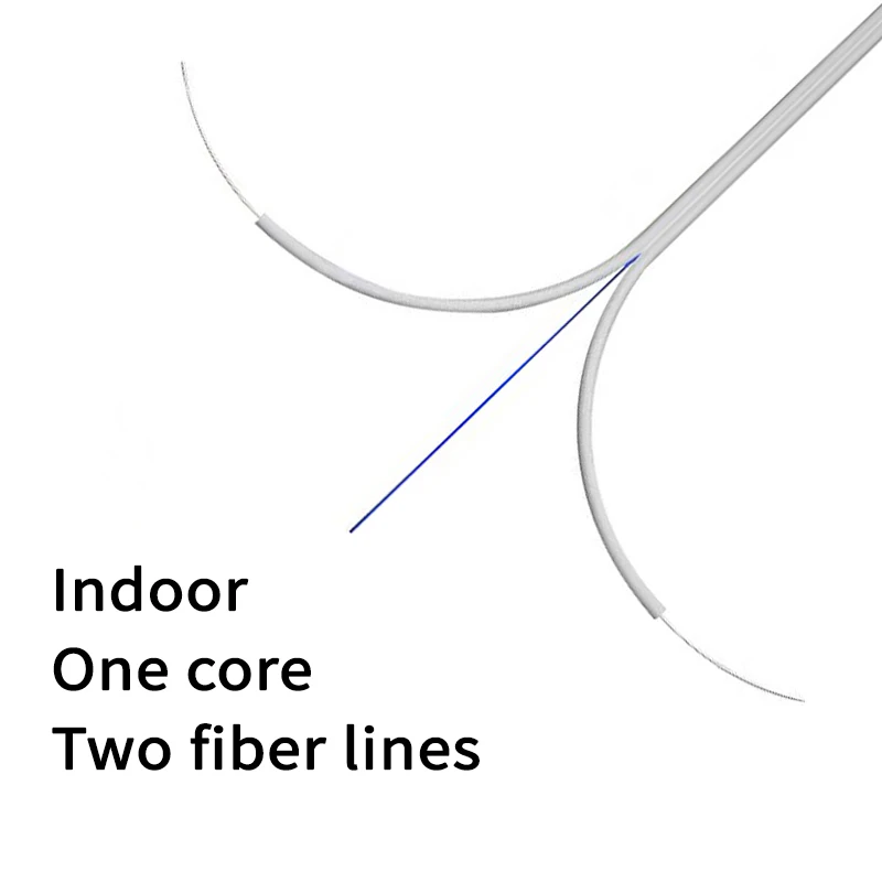 Imagem -02 - Interior Singlemode Optic Drop Cabo Simplex Fibra Núcleo Ftth Rolo com Fios de Aço Núcleo Duas Linhas de Fibra 1000m