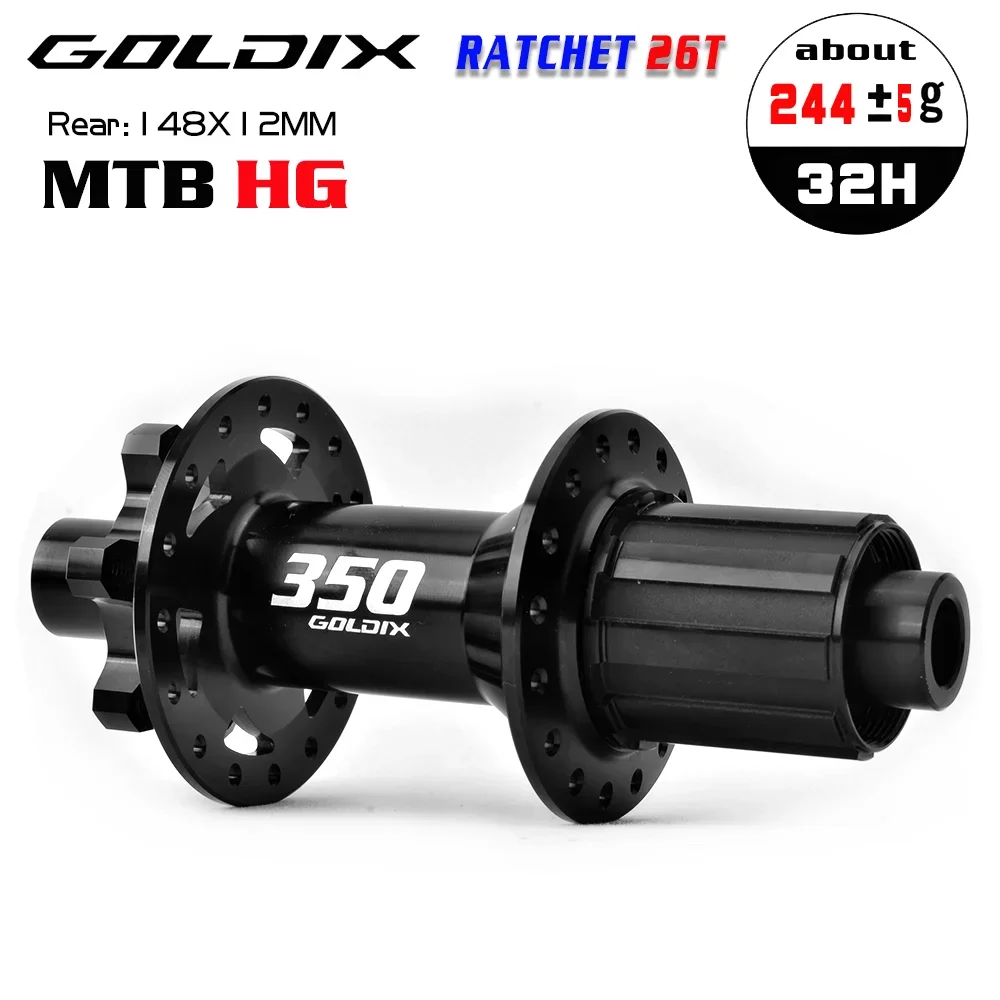 GOLDIX GDX350 32H Boost MTB Hub J-Bend 36T Ratchet 6-Bolt Disc