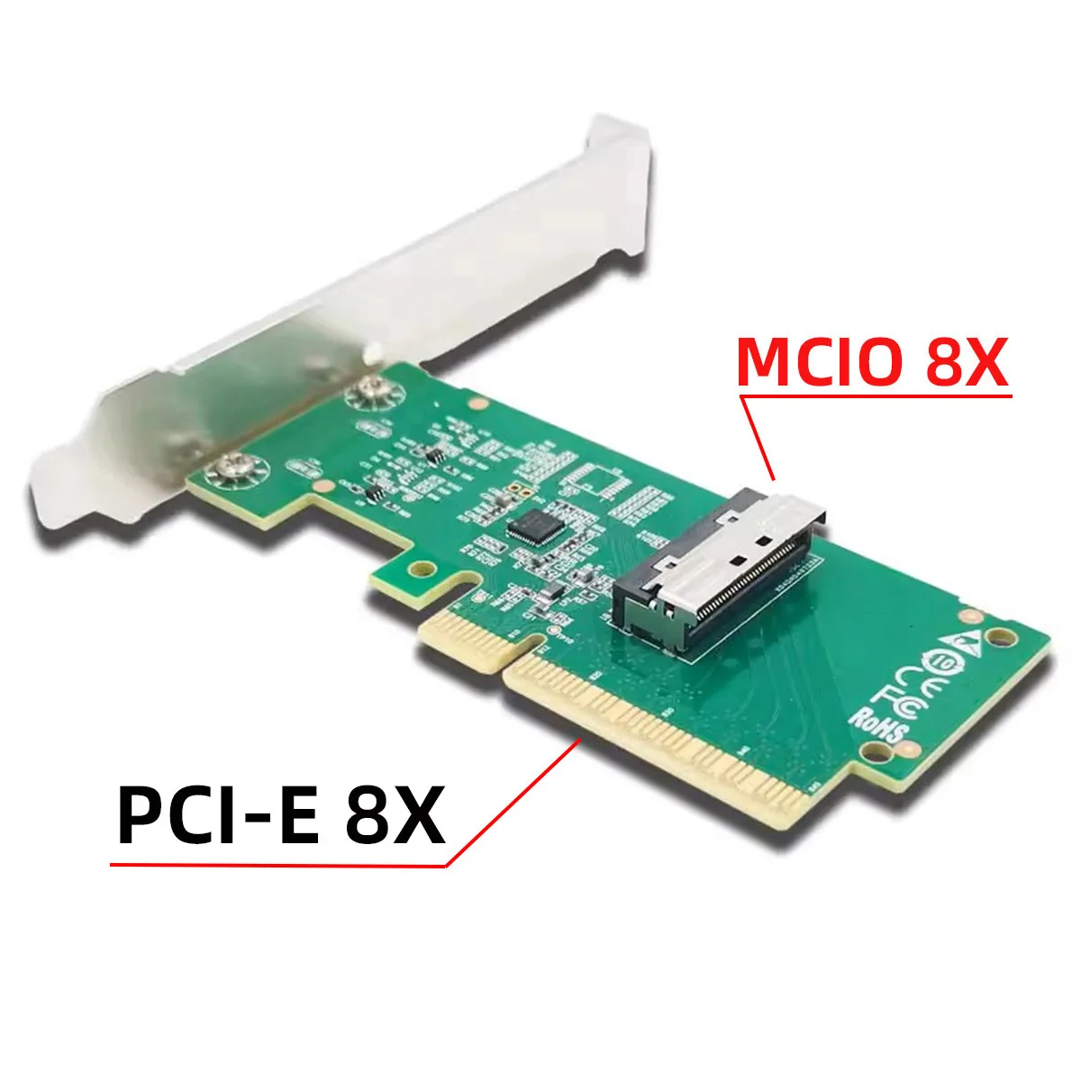 2025 NIEUWE PCIe 5.0 Adapter Base X16 MCIO 8i Vrouwelijke NVMe + PCIe5 Dual-poort Externe Grafische kaart Adapter Split Card