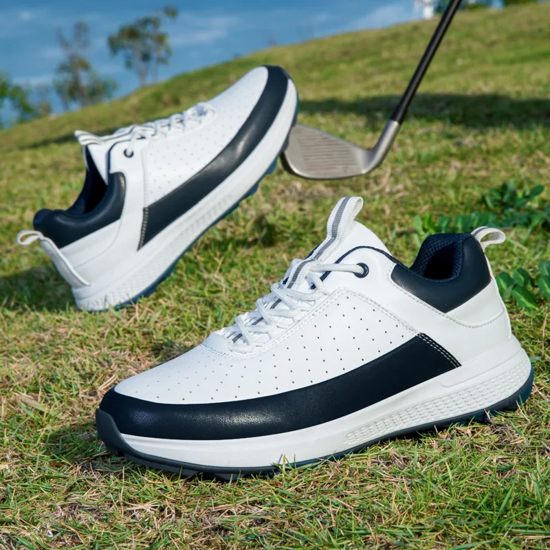 

Обувь для гольфа, нескользящая, легкая, с фиксированными шипами, кожаные туфли в деловом стиле, удобная спортивная обувь.