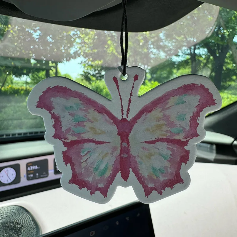 

Cute Butterfly Suitable for Ladies, Teenagers, Girls, Freesia and English Pear Scent (International Trend) Car Air Freshener | Rearview Mirror Pendant & Dual-Purpose Vent Clip | Natural Material Aromatherapy Tablets | Long-Lasting Fragrance for 90 Days | 