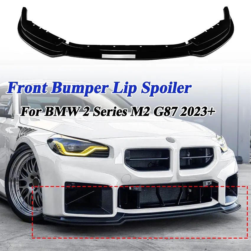 Car Front Bumper Lip For BMW 2 Series M2 G87 2023+ Front Lip Spoiler Splitter Diffuser ABS Body Kit Accessories Glossy Black