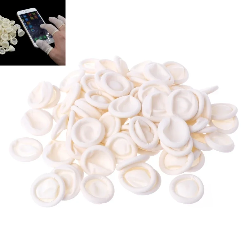 100pcs Disposable Latex Rubber Finger Cots Sets Fingertips Protector Gloves New  Watch repair tool