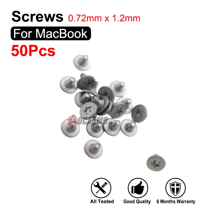 50Pcs/Lot For MacBook A1706 A1708 A1989 A1707 A2485 A1932 A2337 A2141 Keyboard Screw 0.72mm*1.2mm Universal Screws Repair Parts