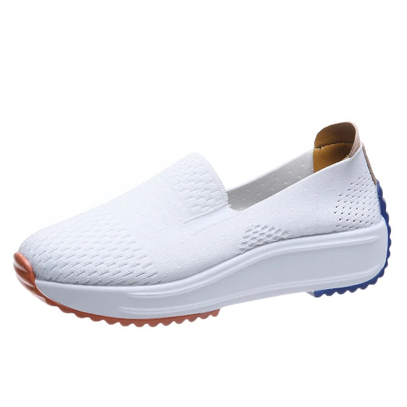 Women Platform Sneakers Casual Shoe Comfortable Mesh Slipon Ladies Small White Shoe Lightweight Wedge Heel Vulcanized Shoe Women