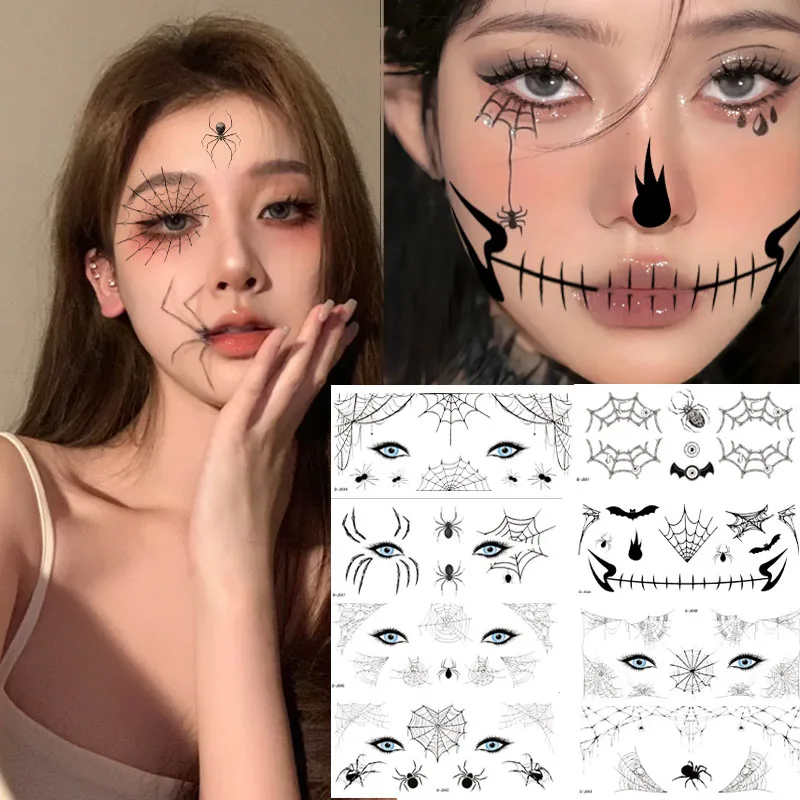 

10 Sheets Spider Web Temporary Tattoos Realistic Waterproof Fake Body Stickers for Men Women Halloween Costume Makeup Decoration