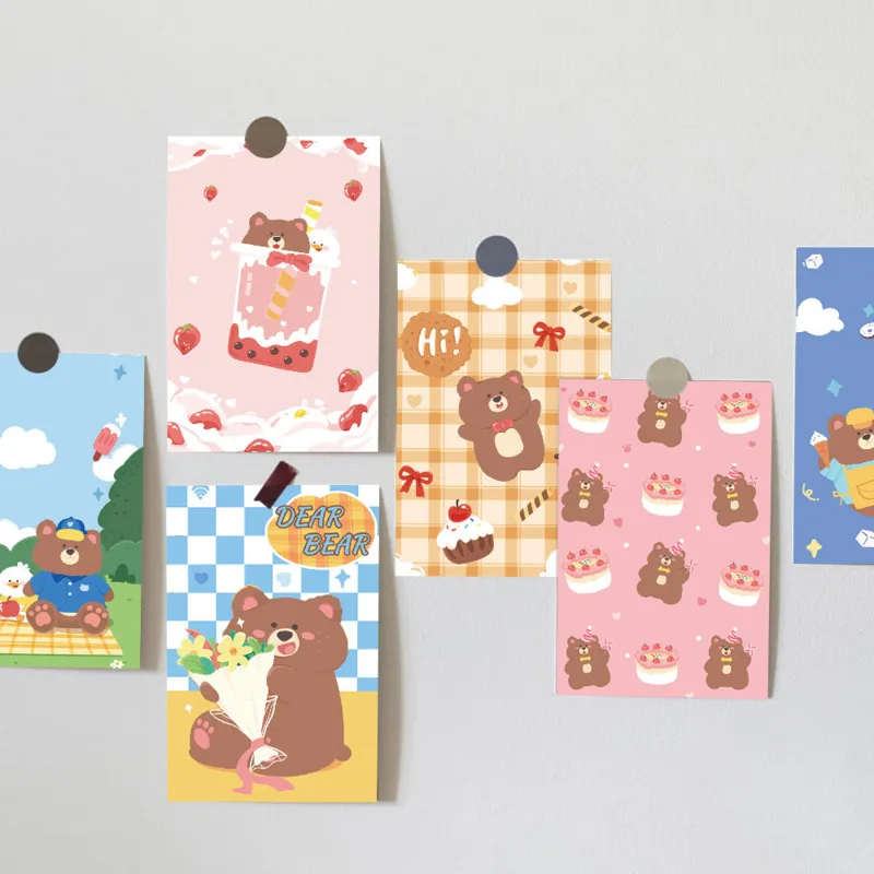 Ins Cartoon Bear Cartões Postais Engraçados, Cartões Bonitos, Adereços para Fotos Kawaii, Parede de fundo, DIY Cartão Decorativo Criativo, 10 Folhas