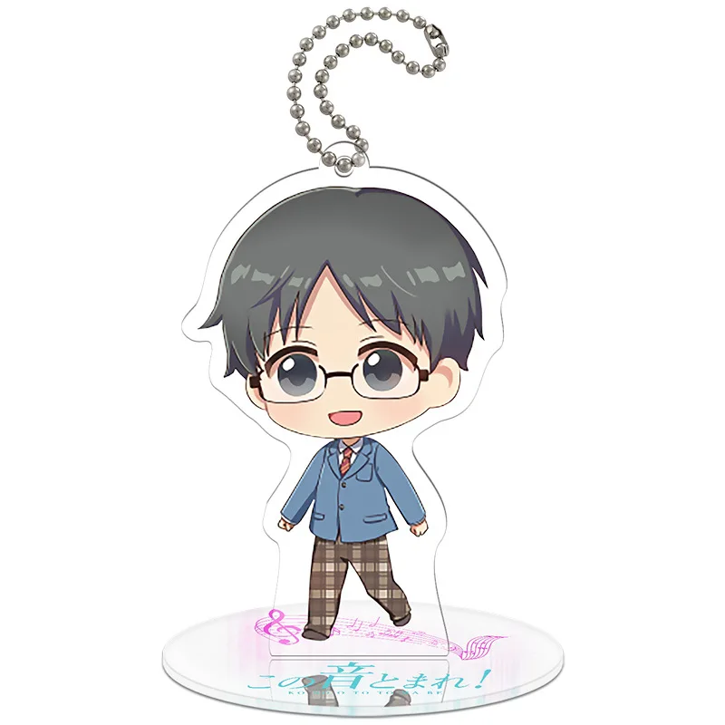 9 cm Anime Kono Oto Tomare Keychain Acrylic Model Doll Kudo chika Brooch Kurata Takezo Action figure Toy Keyring Icon Pendant