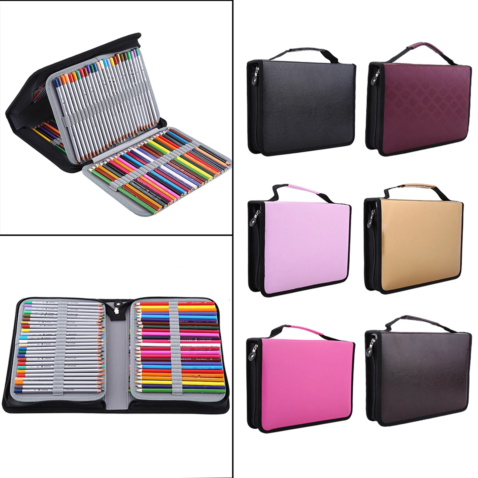 

【Горячая распродажа】150 слотов большой емкости из искусственной кожи, тканевый пенал, сумка для ручек, пенал, органайзер