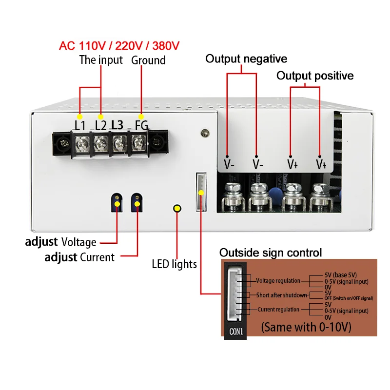 Imagem -03 - Transformador de Iluminação com Smps Ajustável de Alta Potência 4000w Switching Power Supply ac dc 24v 36v 48v 60v 72v 300v 110vac 220vac 380vca