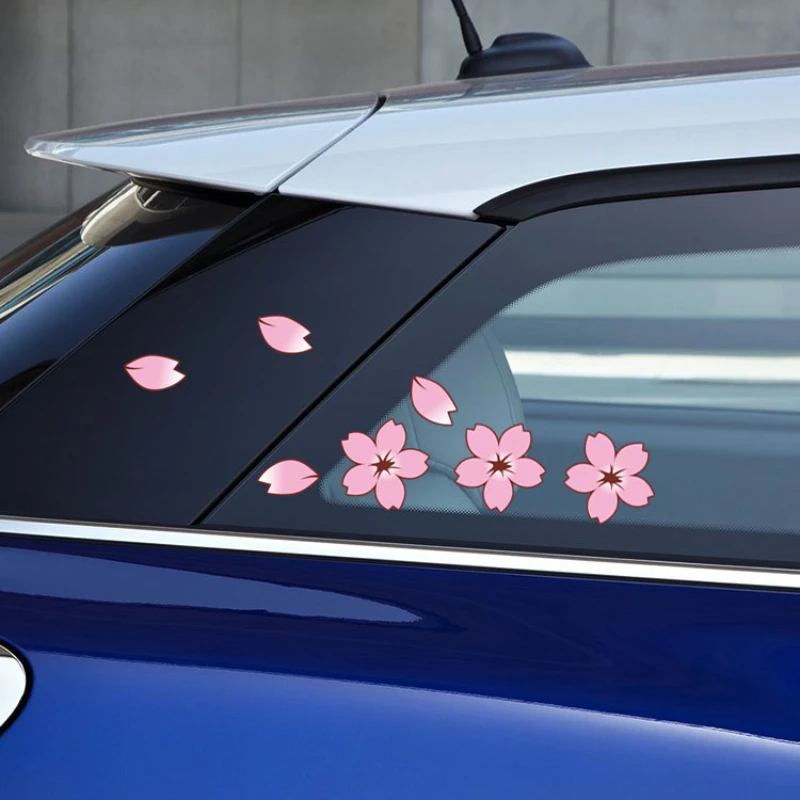 

Весенние наклейки для автомобиля «Сакура» для авто, наклейки на окно, бампер, водонепроницаемые наклейки на велосипедную трубку, украшение для мотоциклетного шлема с цветами
