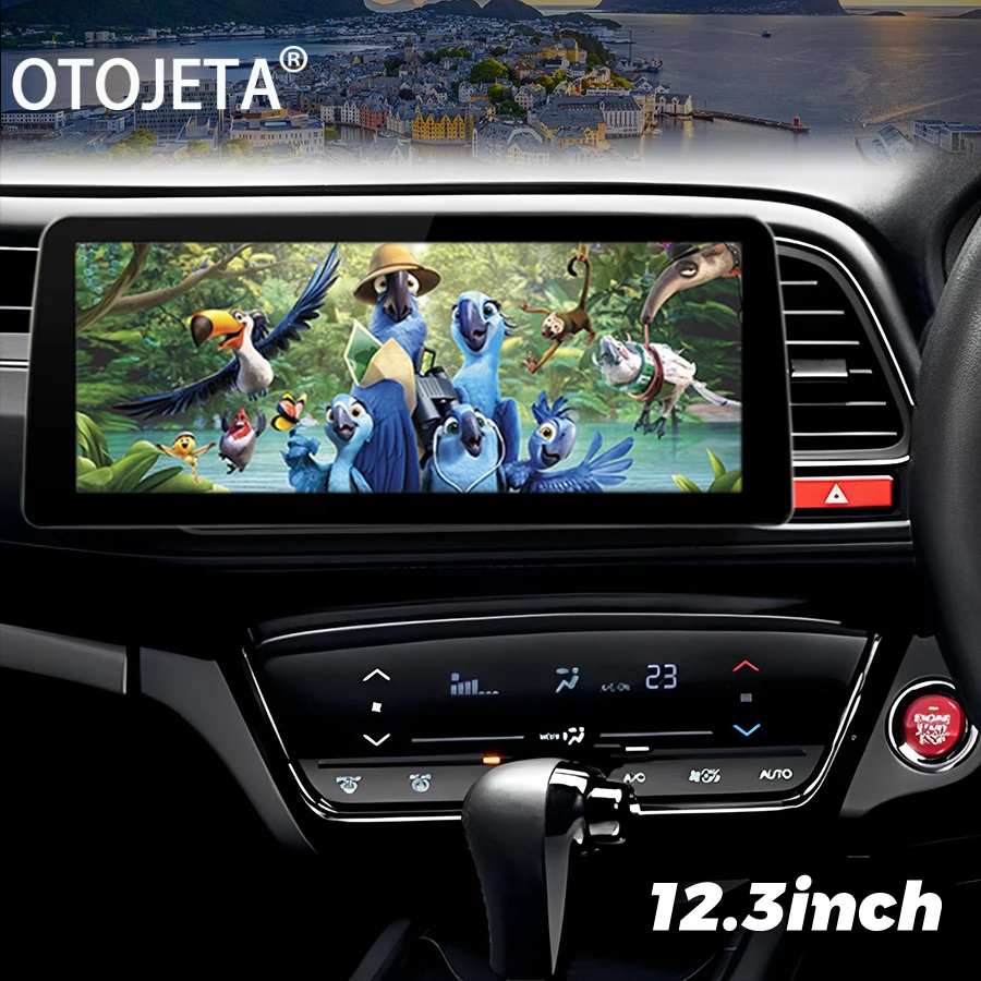 Lecteur vidéo de voiture Android 14, écran large de 12.3 pouces, radio stéréo pour Honda VEZEL HRV 2015 2018 RHD, limitation GPS, unité principale Carplay