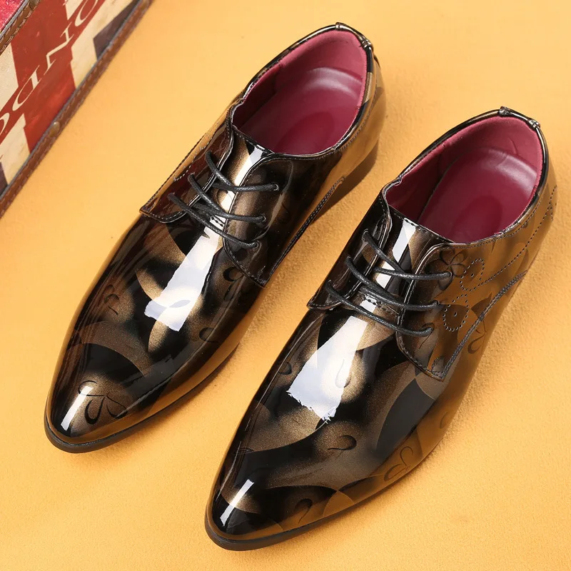 

New Men Dress Shoes Floral Pattern Men Formal Shoes Leather Luxury Fashion Groom Wedding Shoes Men Oxford Shoes Dress 37-48