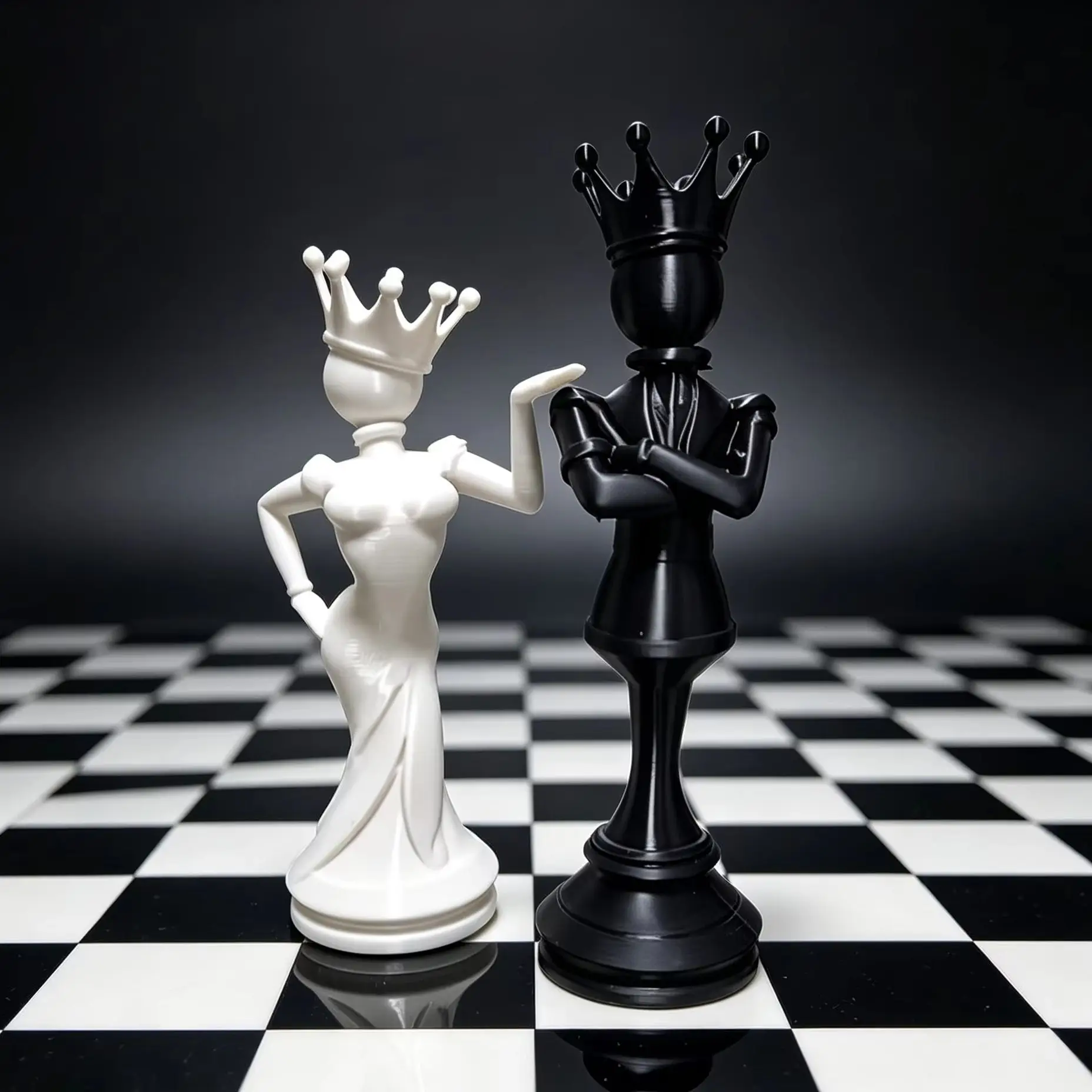 Ensemble de figurines d'échecs minimalistes noir et blanc, décoration de bureau, ensemble de pièces d'échecs roi et reine