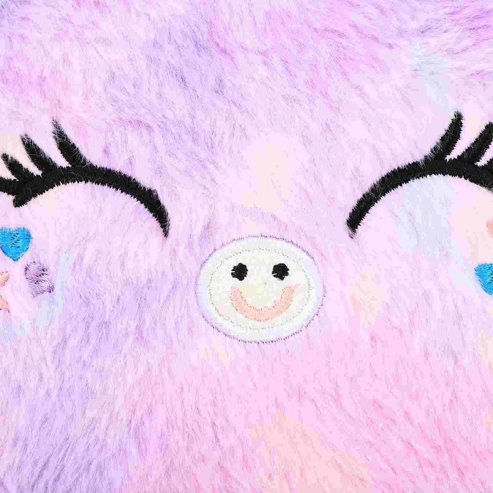 Plush Diary Notebook with Lock Teen Girl Gifts Cartoon Notepad Fluffy Purple Paper Secret The