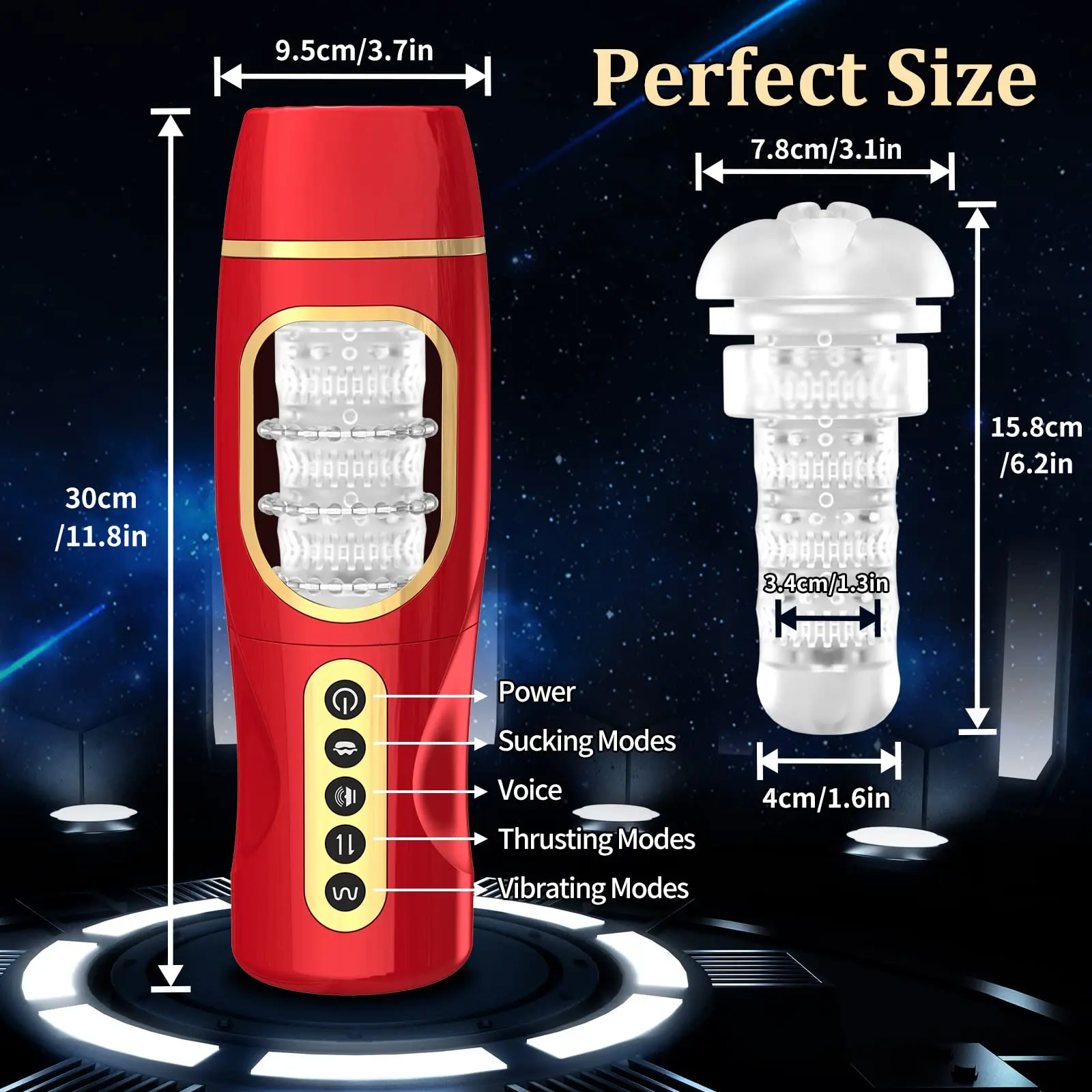 جهاز استمناء ذكر مص تلقائي للبظر والحشفة، لعبة استمناء مهبل الجيب مع 10 أوضاع تهتز وتحميص #6