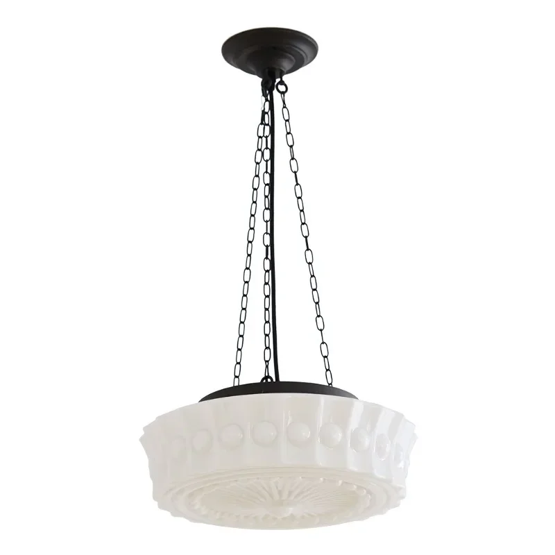 

French retro creative glass living room ceiling lamp, bedroom cream wind chandelier