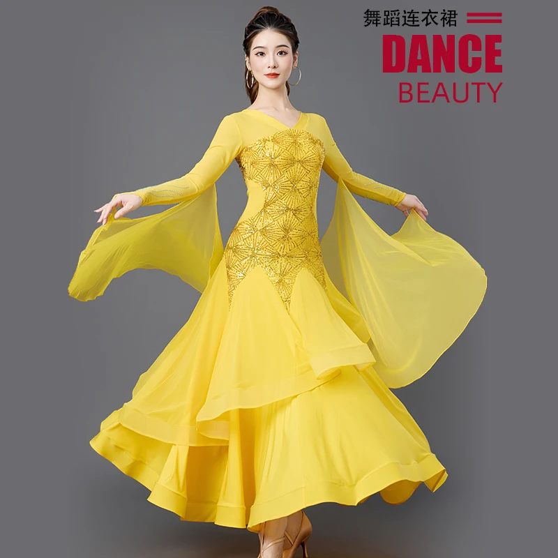 

Платье для современного танца, женское новое платье для бальных танцев, вальса, бальных танцев, кадриль, большое распашное платье, настольное платье 9087