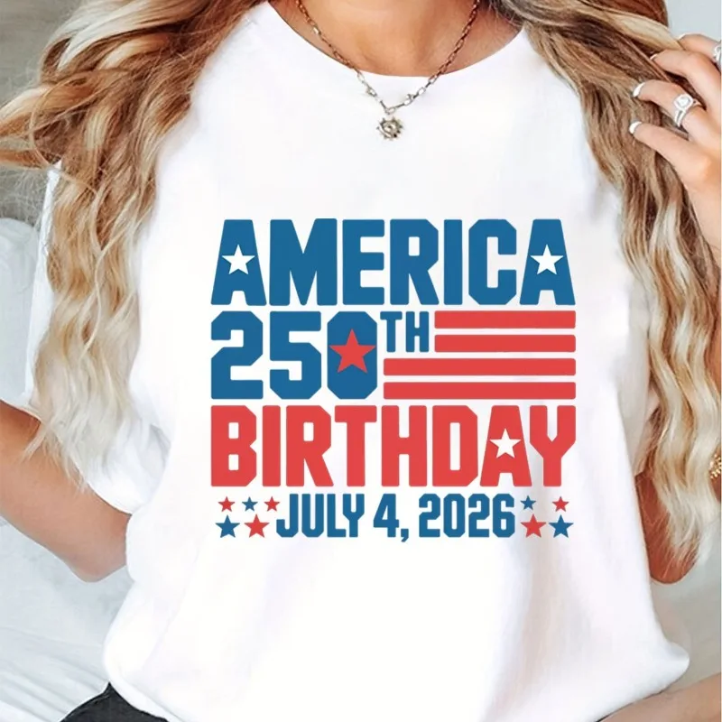 250th Anniversary of The United States 1776-2026 American Flag Print Independence Day Celebration Patriotic July Day Top