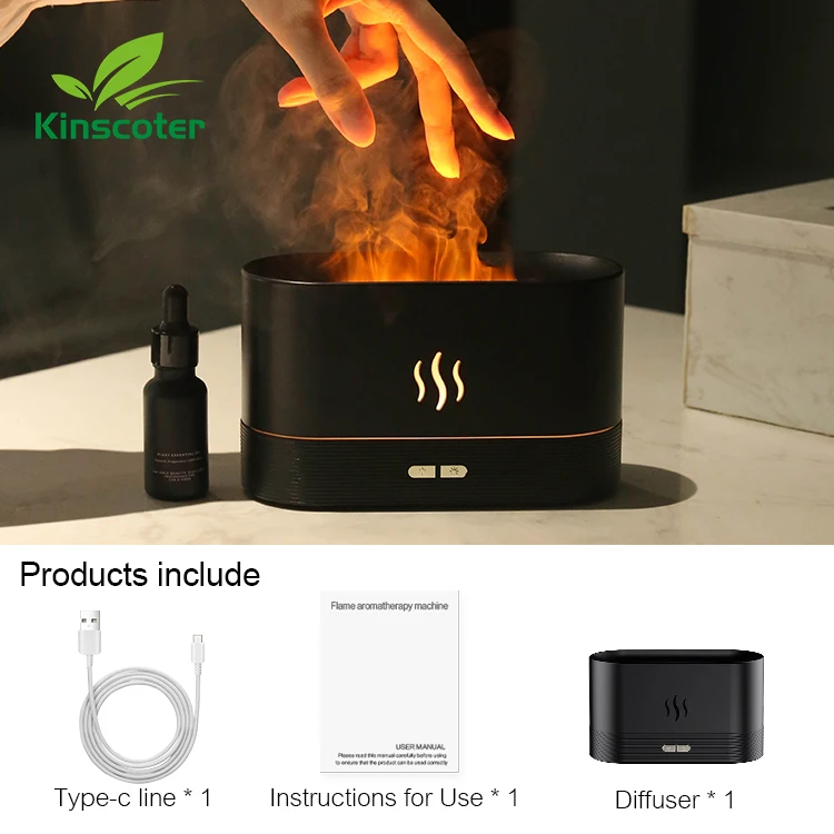 Kinscoter Aroma Diffusor Luftbefeuchter Ultraschall Cool Mist Maker Fogger Led Ätherisches Öl Flamme Lampe Difusor