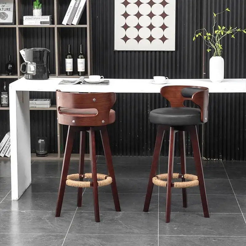 

Reception Accent Banks Wooden Bar Stools Rotate Island Kitchen Counter Stools Luxury High Backrest Cadeira Bar Furniture XR50BY