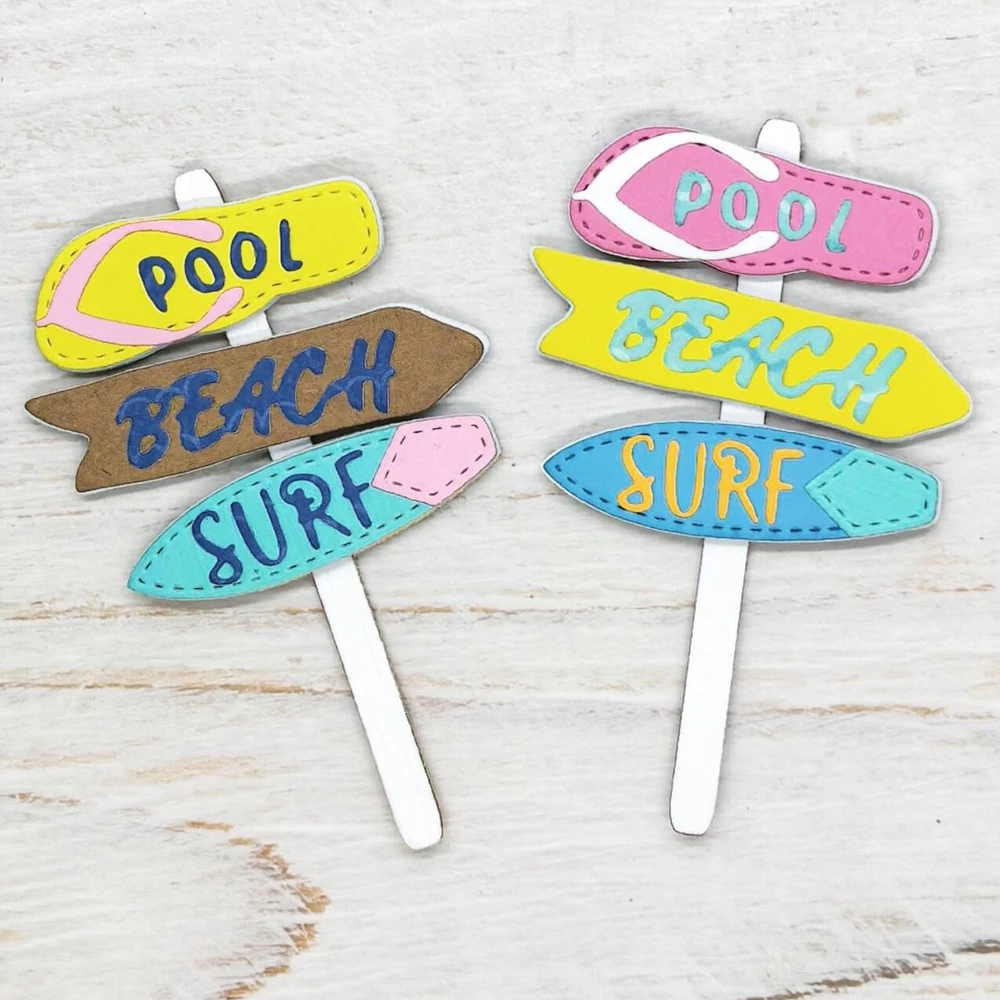 KLJUYP Beach Directional Sign Metal Cutting Dies Stencils for DIY Scrapbooking/album Decorative Embossing DIY Paper Cards