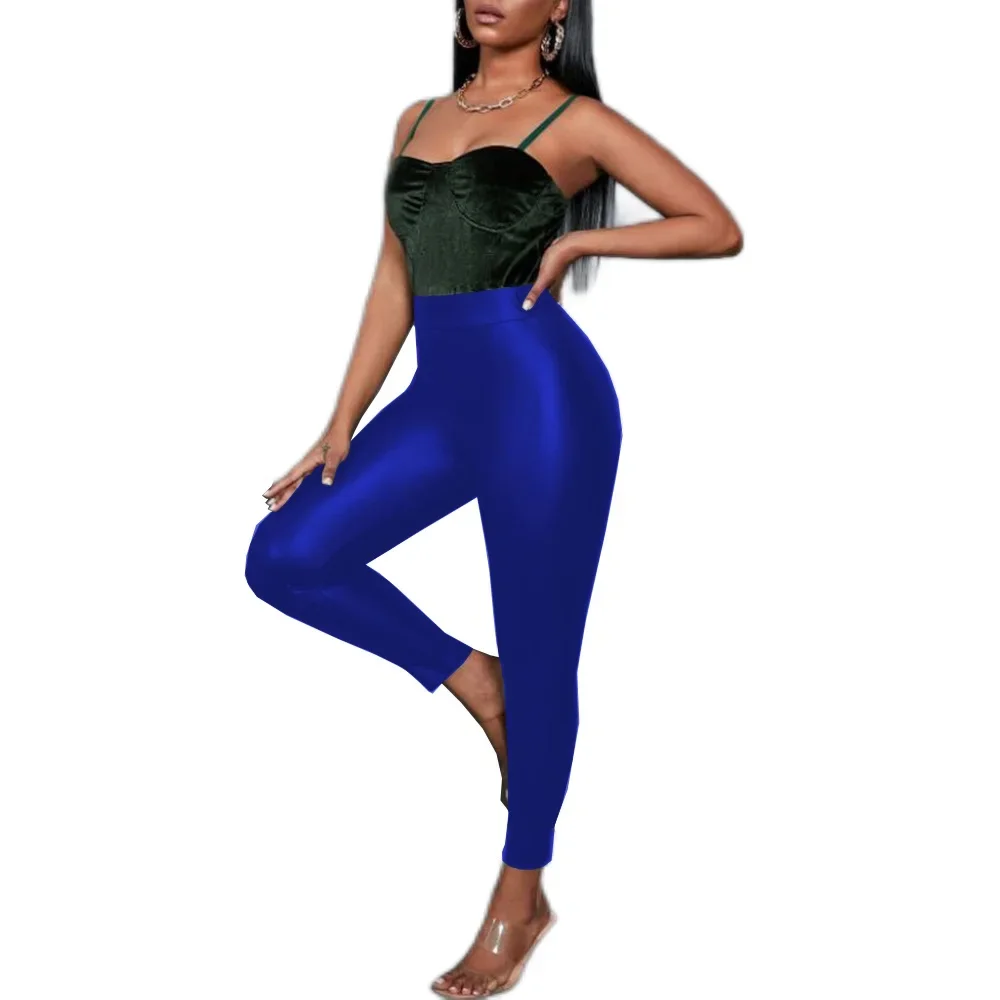 Matowe spodnie ze sztucznej skóry Wysoka talia Elastyczne legginsy Seksowne spodnie ołówkowe Slim Fit Spodnie Bodycon Spodnie damskie Legginsy Klubowy strój 7XL