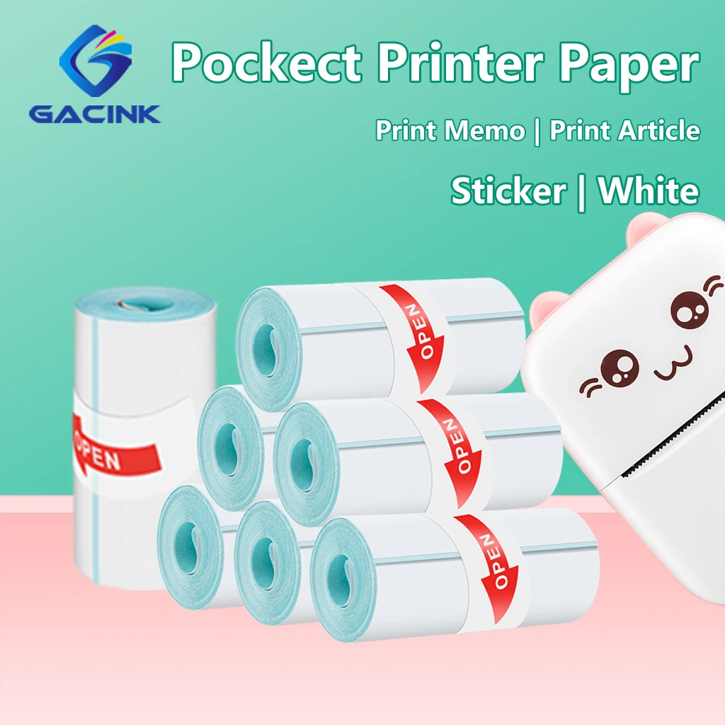 Portable Mini Thermal Printer Printing Paper Sticker Thermal Paper Photo Pocket Thermal Printer 57mm Photo Paper