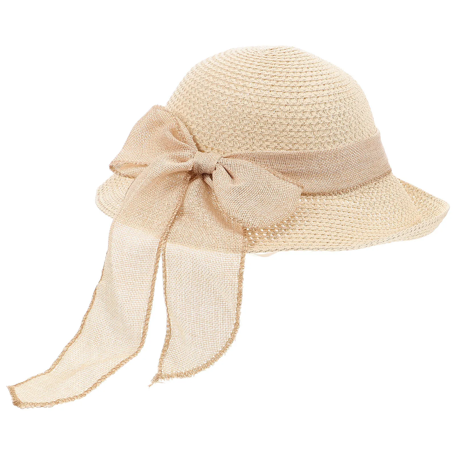 1 pezzo cappello da sole grande cappello di paglia con decorazione bowknot lavorazione squisita spiaggia estate abbigliamento casual signora donna moda eleganza