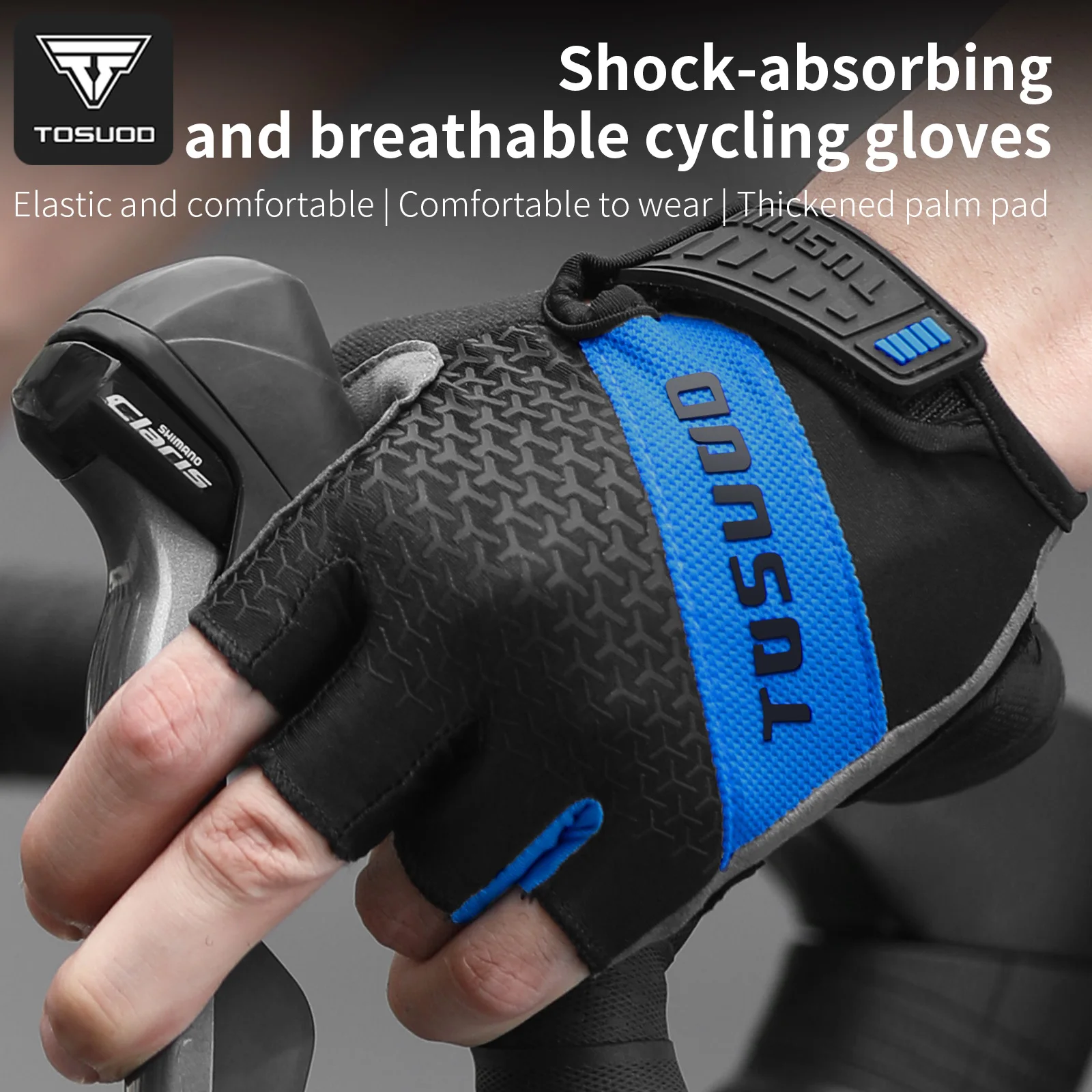 

TOSUOD Cycling Half-finger Gloves SBR Shock-Absorbing Palm Pad Summer Breathable Non-Slip Bike Gloves