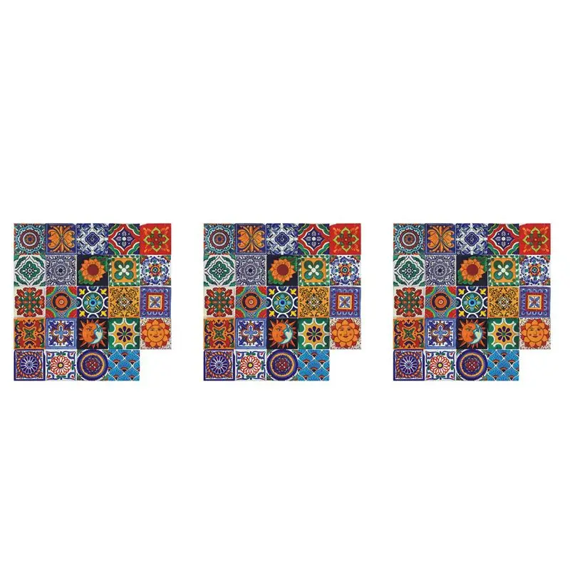 72PCS Self Adhesive Mosaic Brick Tile 3D Sticker Kitchen Bathroom Wall Stickers -15X15cm-A68E