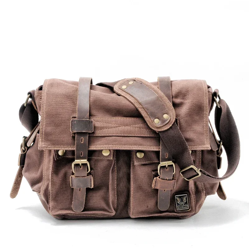 Canvas Leather Men Messenger Bags Will Smith Big Satchel Shoulder Bags Male Laptop Briefcase Travel Handbag