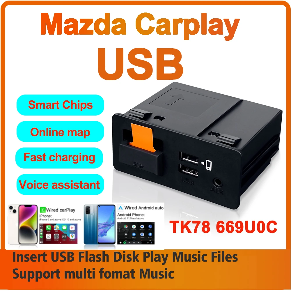 Upgrade P2 Apple CarPlay Android Auto USB Adapter Hub OEM  Retrofit For Mazda 2 3 6 CX30 CX5 CX8 CX9 MX5 Miata TK78669U0C Kit