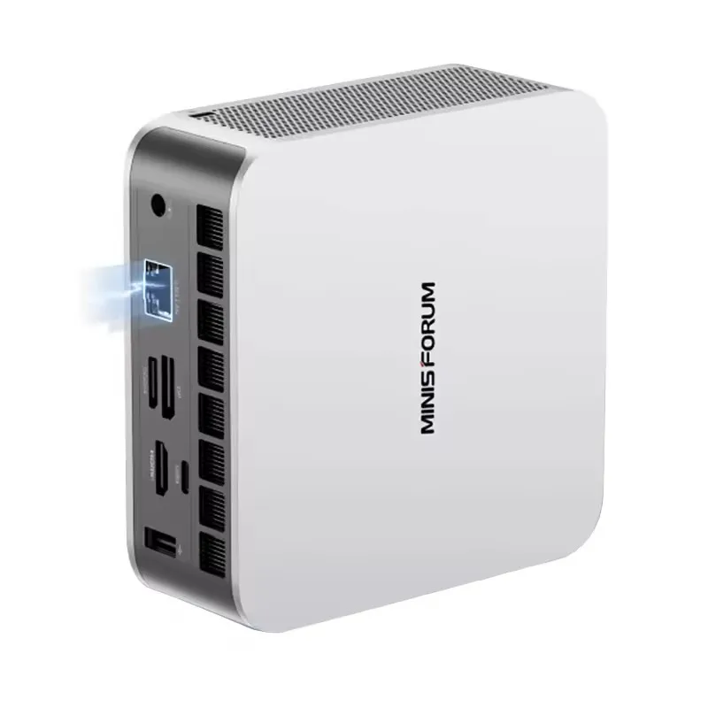 كمبيوتر صغير للألعاب MINISFORUM AI X1 370 255 AMD Ryzen AI 9 HX 370 R7 255 OCuLink 2 * USB4 مكبر صوت مزدوج مدمج للكمبيوتر المكتبي WiFi7