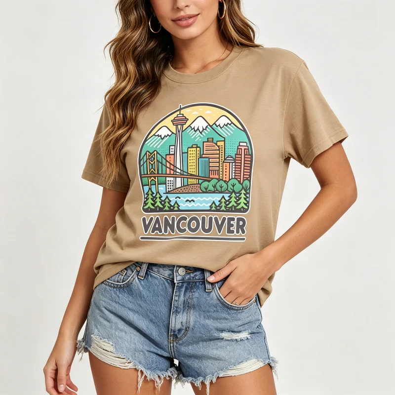 Women'S Fashion Vancouver - Vancouver Skyline Grafikli Tişört Erkekler ve