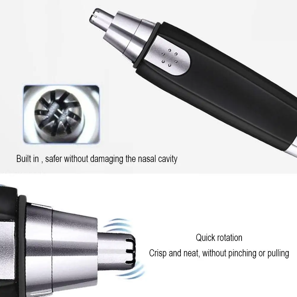 ที่เล็มขนจมูกไฟฟ้าสีดำสำหรับผู้ชายและผู้หญิงมีเสียงรบกวนต่ำแรงบิดสูงความเร็วสูงมอเตอร์สามารถล้างทำความสะอาดได้จมูก F2D5ไห่