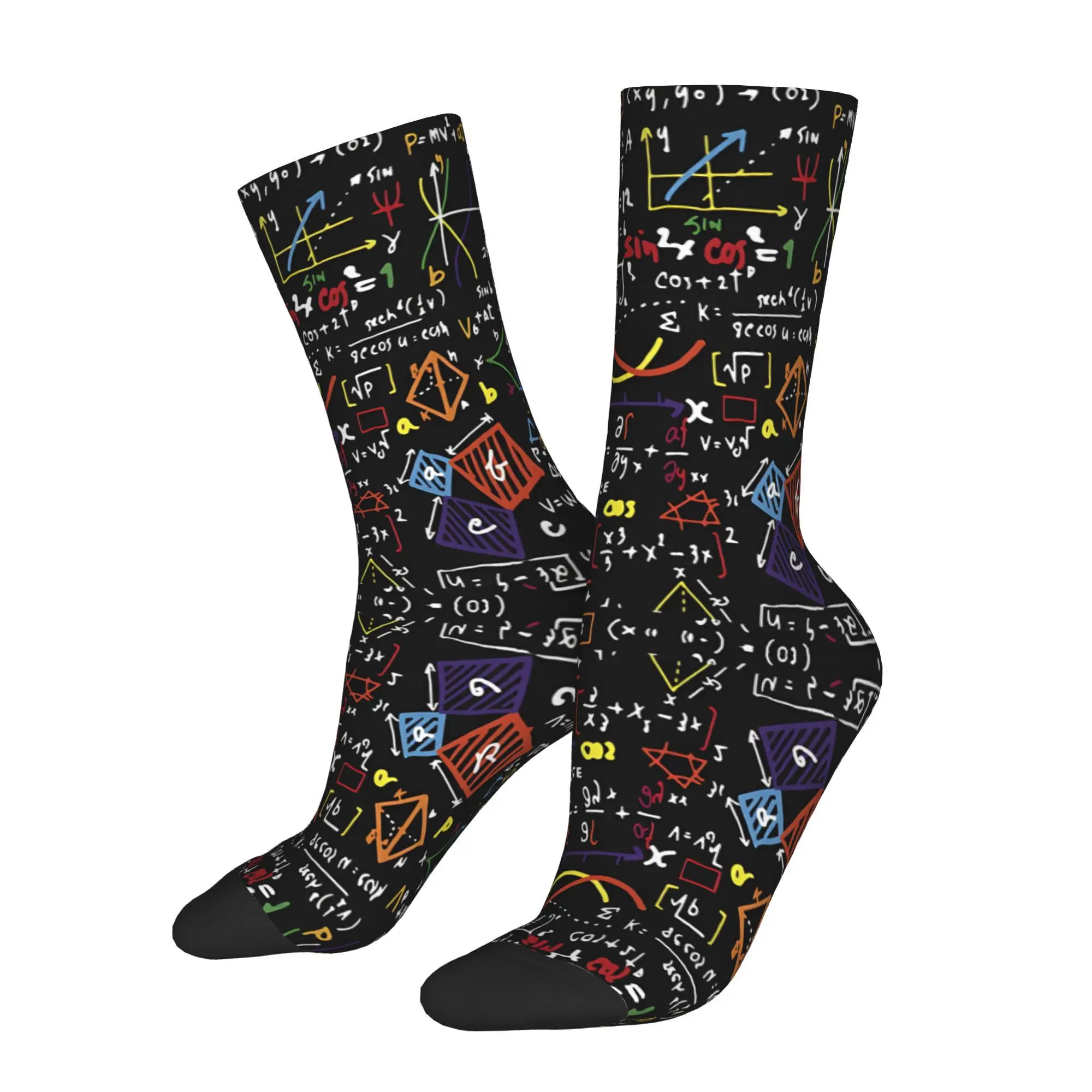 1pc Maths Equations  Printed Men's Socks Novelty Hip Hop Harajuku Pattern Crew Sock Casual Gift